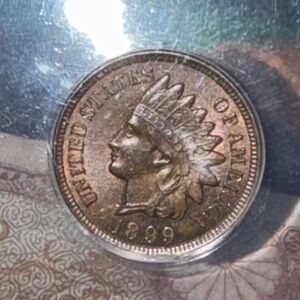 1899 Indian Head Penny graded by ANACS AU 58